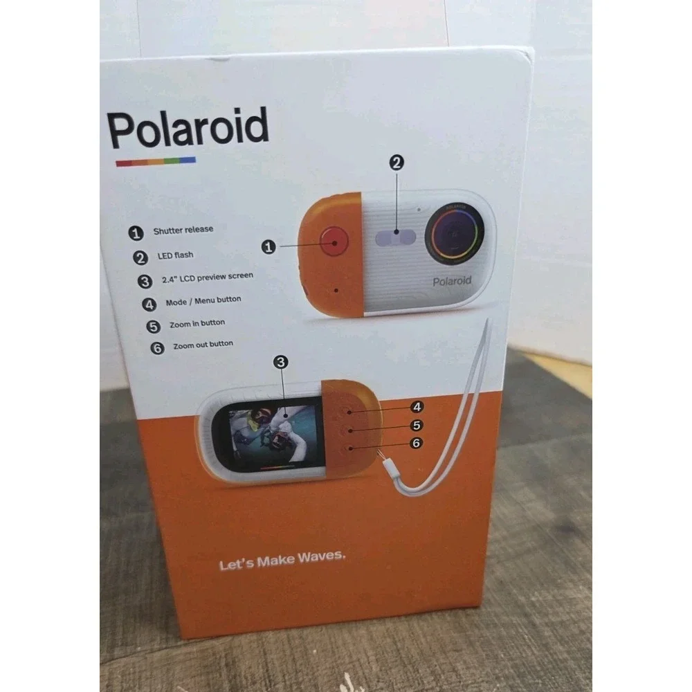 Polaroid Wave Underwater Camera Waterproof Action Cam Orange White Open Box